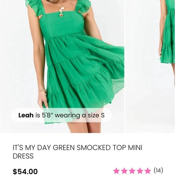 Pink Lily Vibrant Green Ruffled Mini Dress